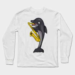 Shark Playing Saxophone Long Sleeve T-Shirt